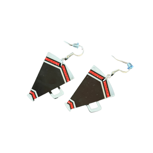 MEGAPHONE EARRINGS RED AND BLACK